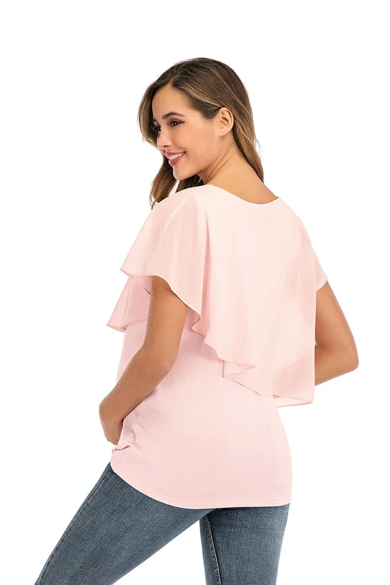 New Summer Women Pregnant Nursing T-Shirts Women'S Wrap Tops Sleeveless Double Layer Blouse Tees Clothes