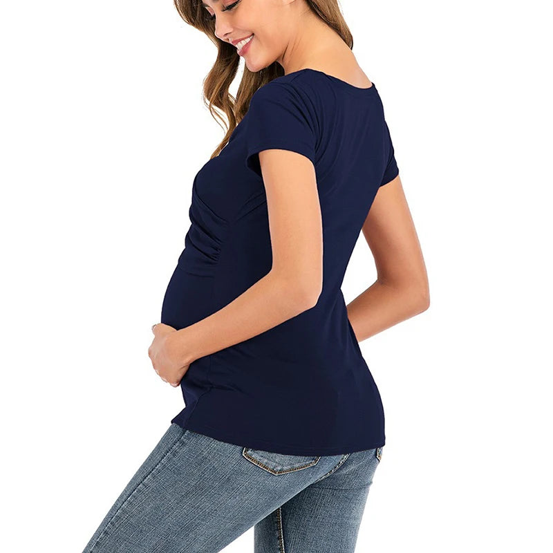 V-Neck Maternity Nursing Tee – Summer Breastfeeding Top