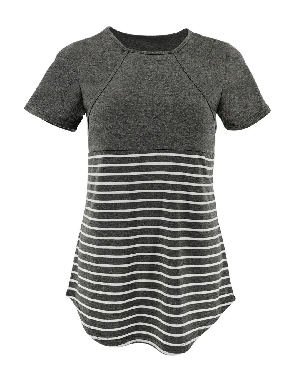 Striped Maternity Nursing Tee – Short Sleeve Breastfeeding Top