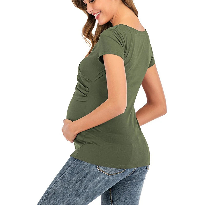 V-Neck Maternity Nursing Tee – Summer Breastfeeding Top