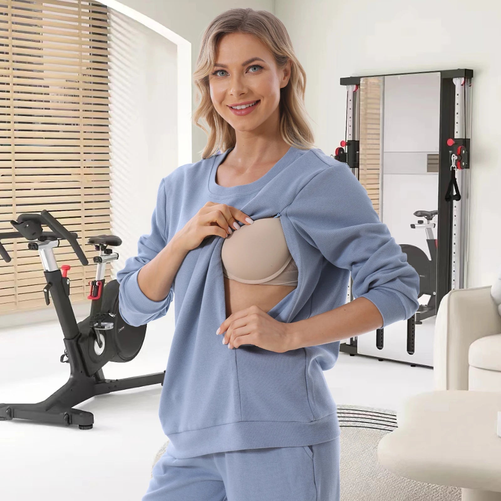 Autumn Nursing T-Shirt – Long Sleeve Maternity Top with Zipper Access
