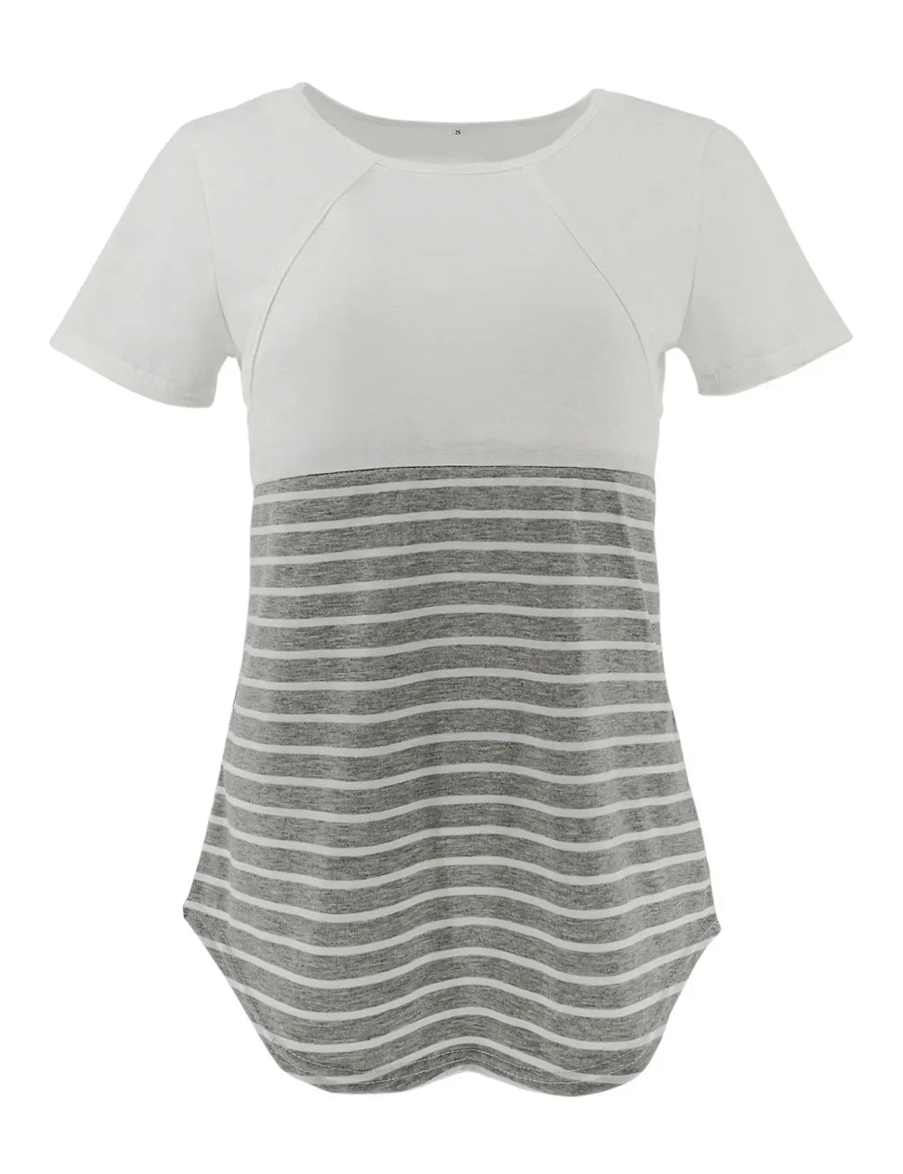 Striped Maternity Nursing Tee – Short Sleeve Breastfeeding Top