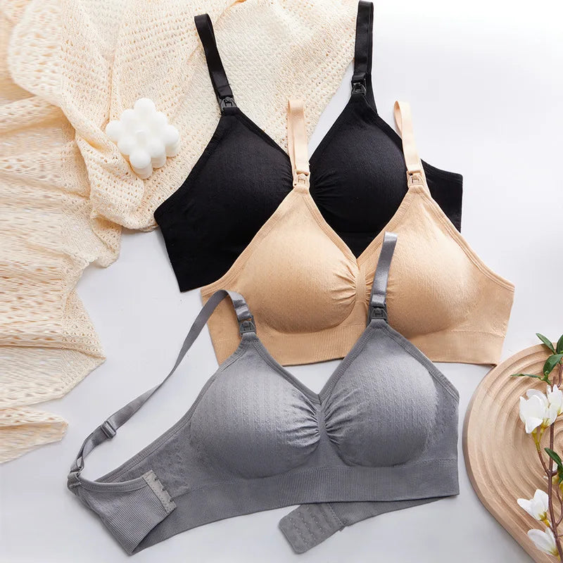 Seamless Nursing Bra – One-Hand Clip & Push-Up Support