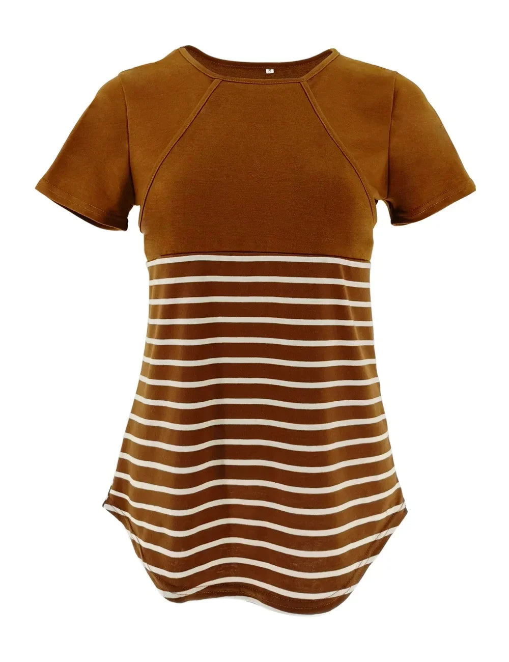 Striped Maternity Nursing Tee – Short Sleeve Breastfeeding Top