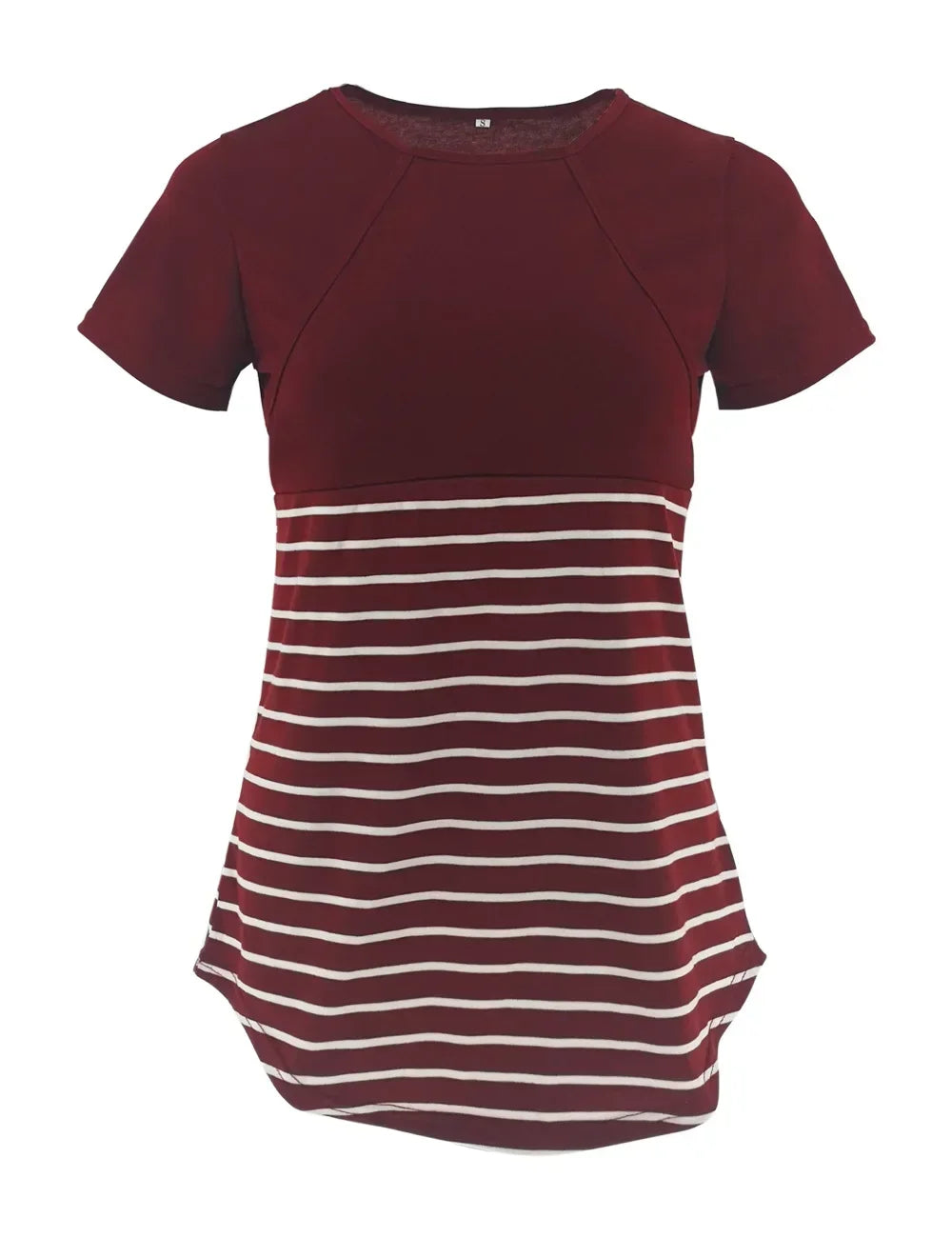 Striped Maternity Nursing Tee – Short Sleeve Breastfeeding Top