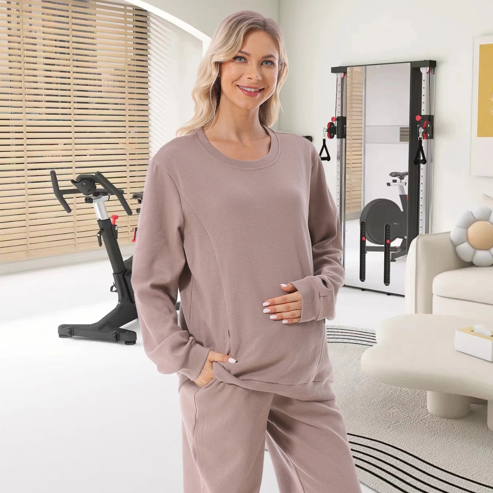 Autumn Nursing T-Shirt – Long Sleeve Maternity Top with Zipper Access