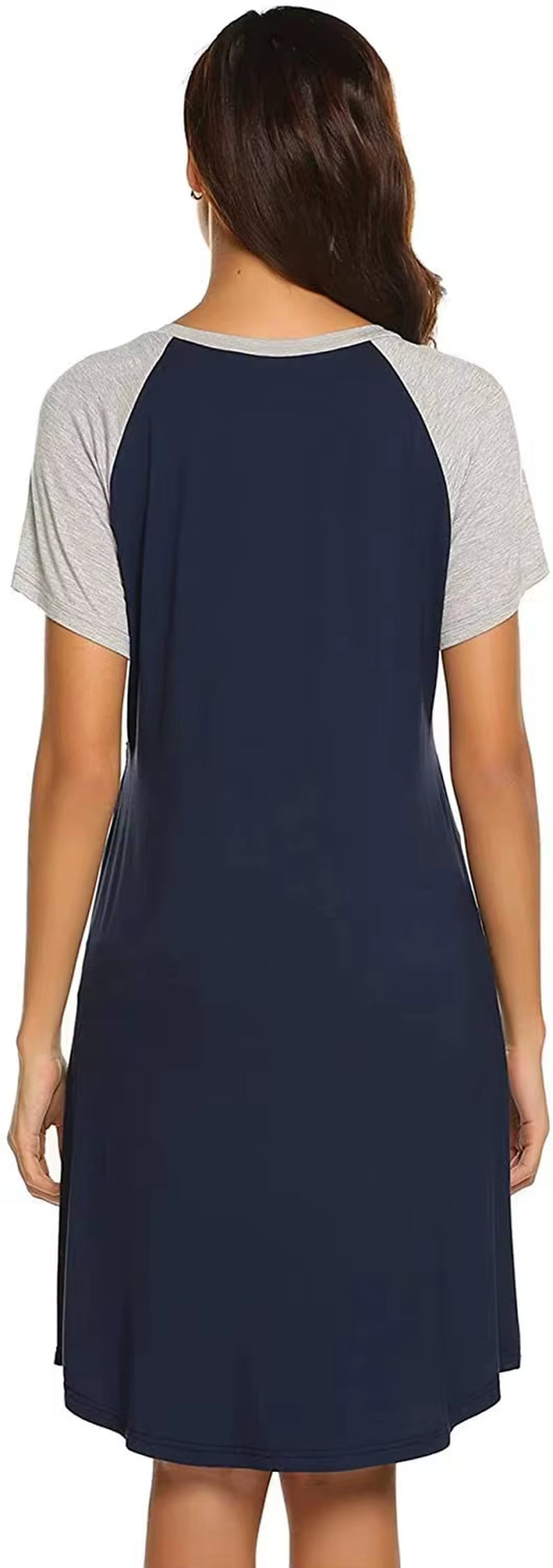 Cotton Nursing Nightgown – Short Sleeve Maternity Breastfeeding Dress